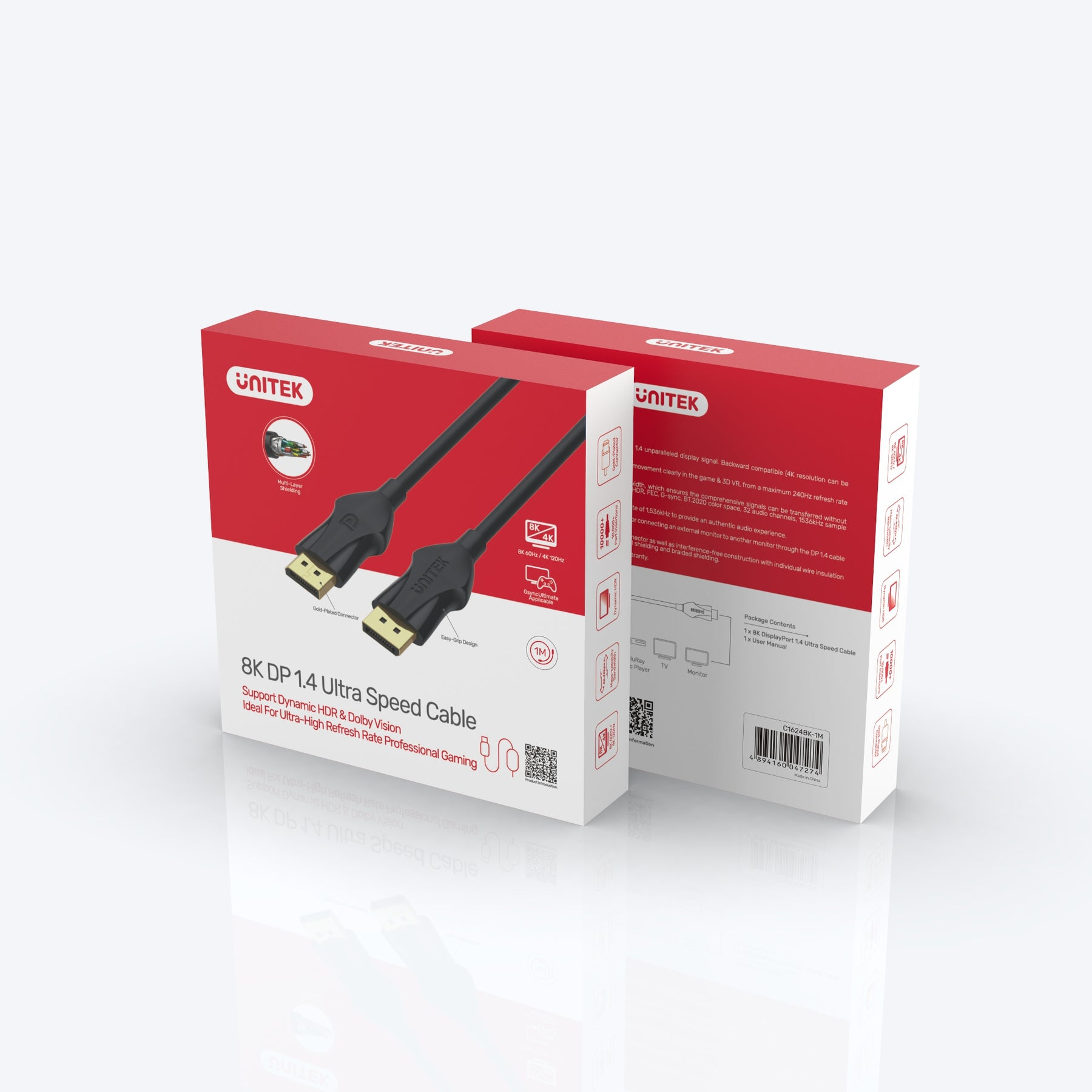 Unitek cable display to display 2m 8k 1.4  -c1624bk-2m