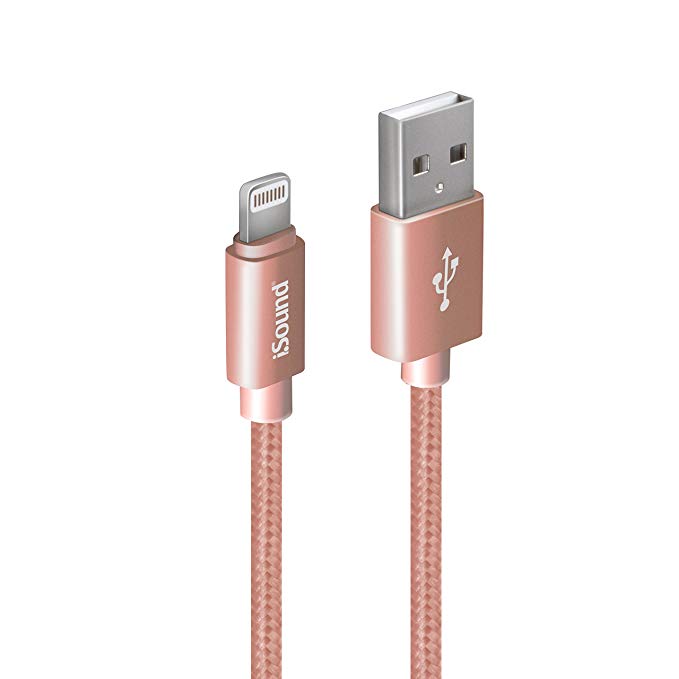Isound cable 3 meters charge and sync for iphone lightning pink _5935