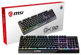 Msi  keyboard  gaming vigor gk30 led multi color white