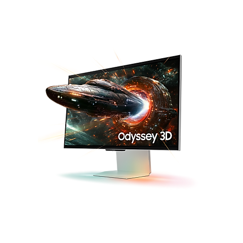 27" Odyssey 3D G90XF IPS 4K 165Hz Gaming Monitor RefreshRate 165HZ ,Resolution 3,840 x 2,160 ,ResponseTime 1ms (GTG) ,DisplayPort x 1 ,HDMI x2 ,USB x 2 ,Headphone ,Speaker Speaker ,Color Mercury Silver ,StandType HAS Pivot